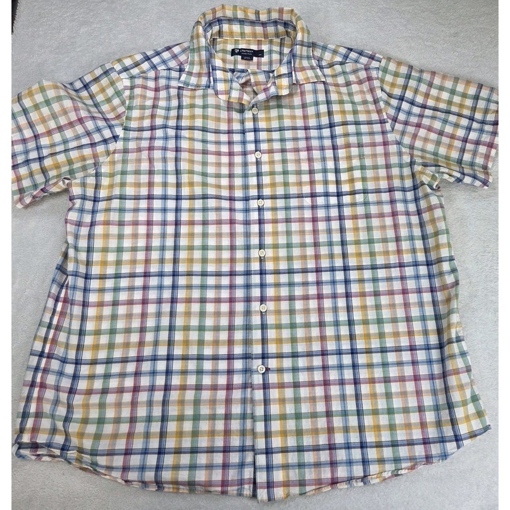 Cremieux Collection XL Plaid Short Sleeve Button Up Shirt Men Cotton Summer